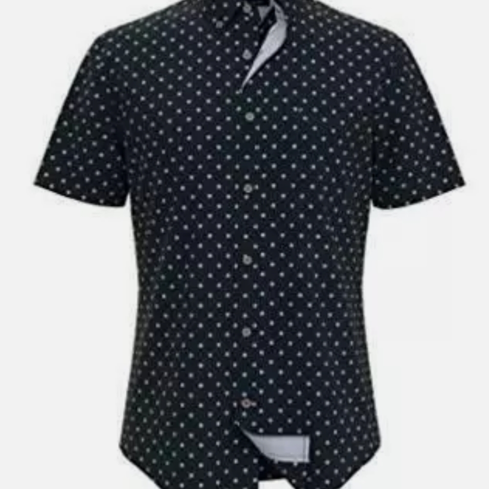 Tommy Hilfiger blue short sleeve button down shirt